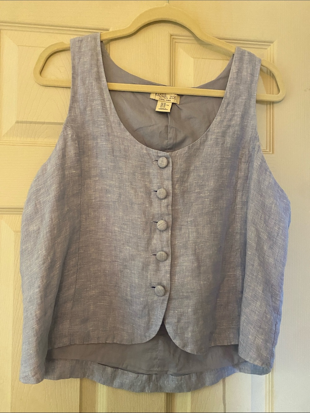 Rachel Zoe Light Lavender Linen-Blend Button Front Tank